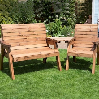 Three Seat Wooden Garden Furniture Companion Set - Angled | Outdoor Style