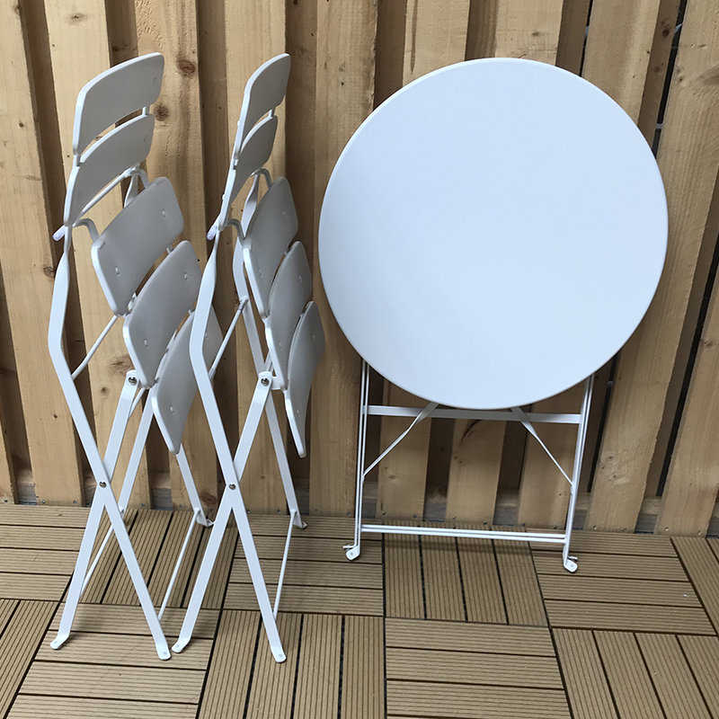 Sunshine 2 Seat Folding Steel Bistro Set - White | Outdoor Style