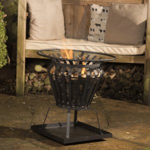 Signa Steel Basket Fire Pit & Cooking Grill/