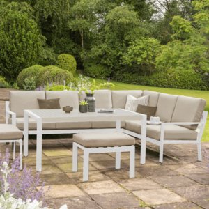 Titchwell Corner Set with Standard Table in White/
